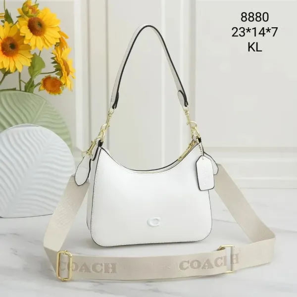 Coach Hobo Bag White with Beige Strap Shoulder Bag - 1