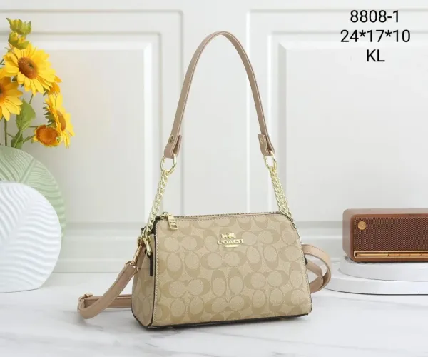 Coach Signature Canvas Mini Shoulder Bag Beige - 1