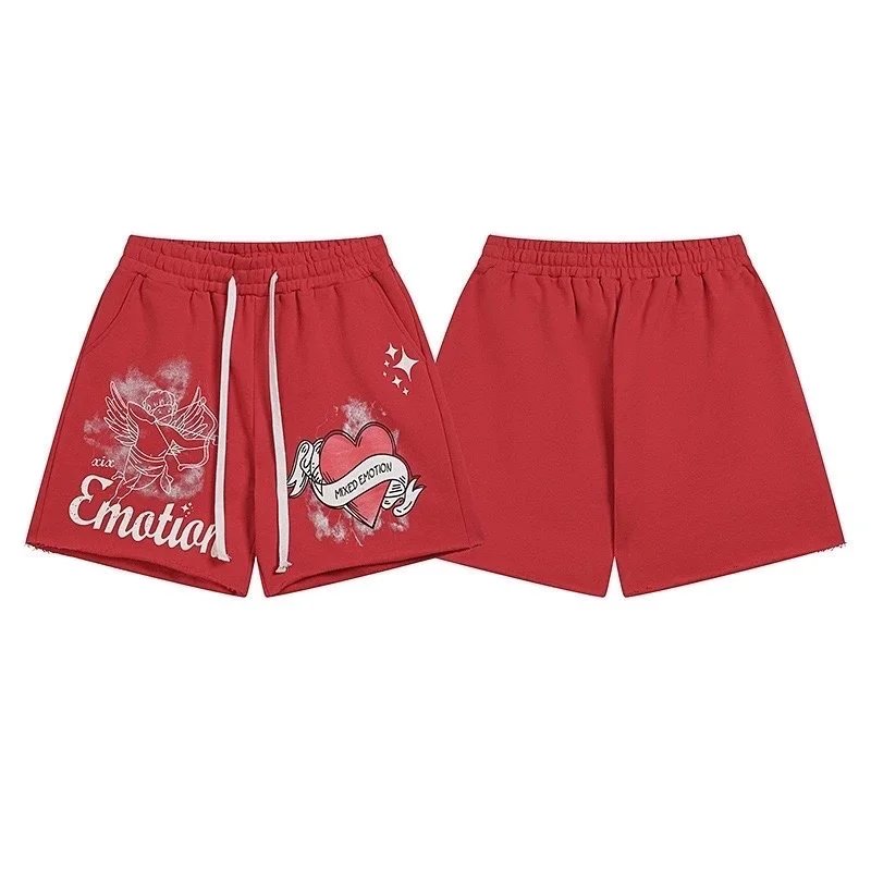 Mixed Emotion Shorts Drawstring Rhinestone Graphic — X0071