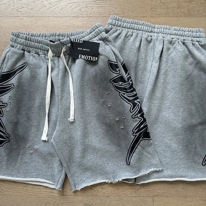 Mixed Emotion Shorts Drawstring Rhinestone Graphic — X0019