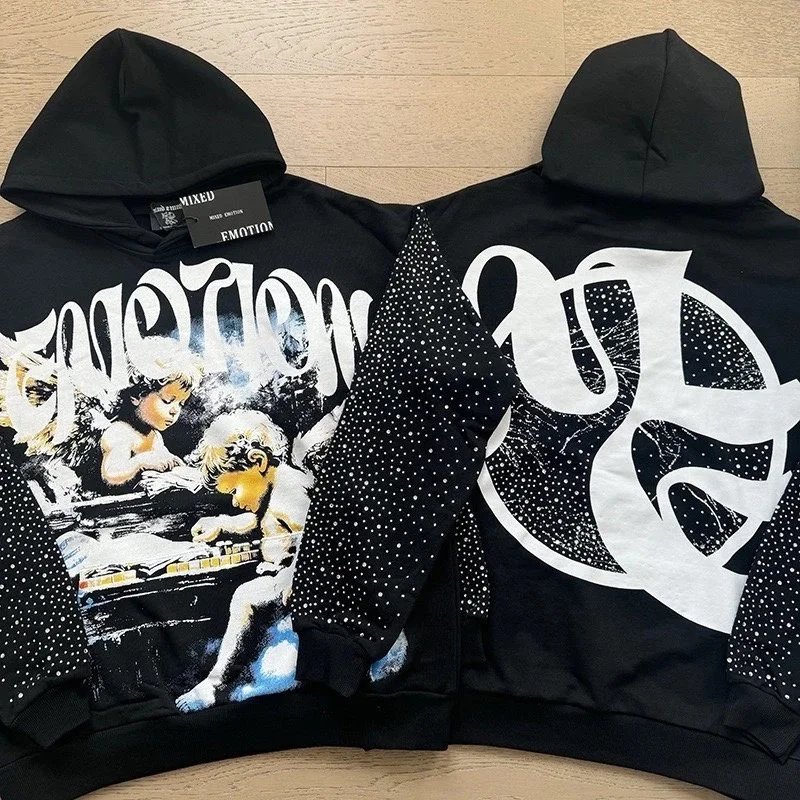 Mixed Emotion Shorts Drawstring Rhinestone Graphic — x0091