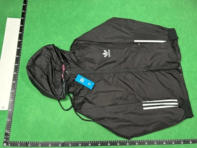 Adidas Jackets Hooded monogram windbreaker with contrast striped sleeves product detail image 19