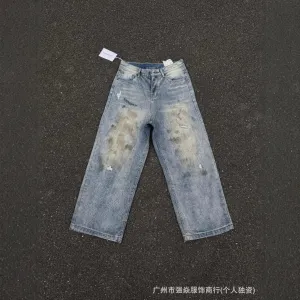 Acne Studios Distressed Wide-Leg Jeans Blue