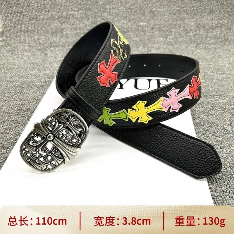 Chrome Hearts Classic Oval Cross Belt Black Multicolor Cross Patch
