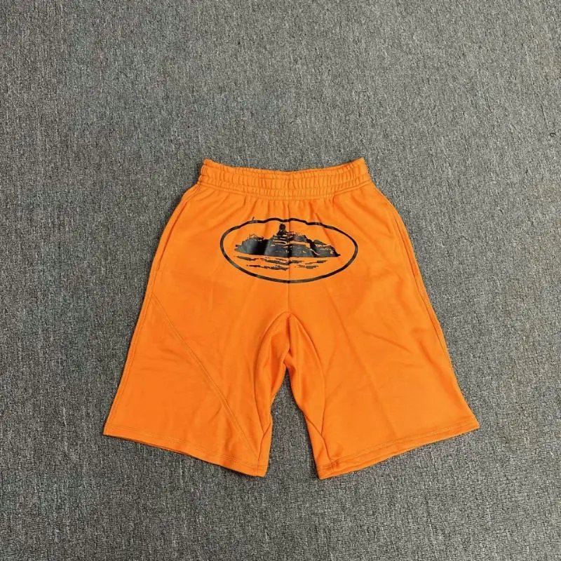 Corteiz Alcatraz Sweat Shorts Logo Print Orange