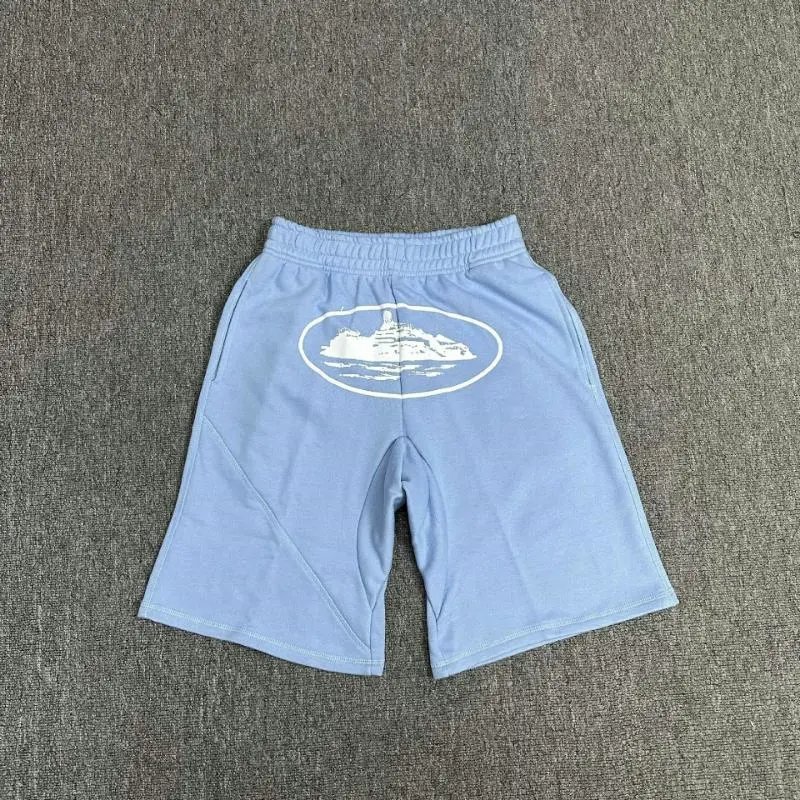 Corteiz Alcatraz Sweat Shorts Logo Print Baby Blue
