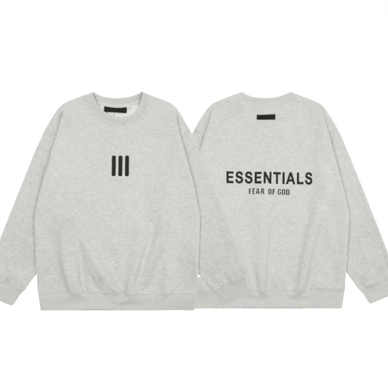 Fear of God Essentials Crewneck Sweater Flocked Logo Heather Grey