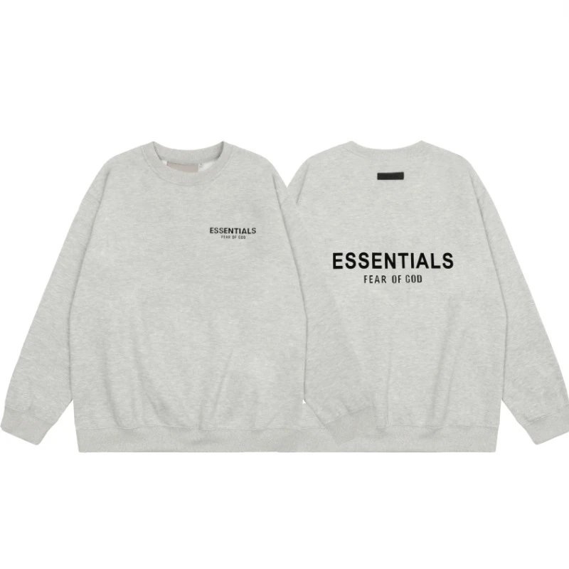Fear of God Essentials Crewneck Sweater Flocked Logo Heather Grey