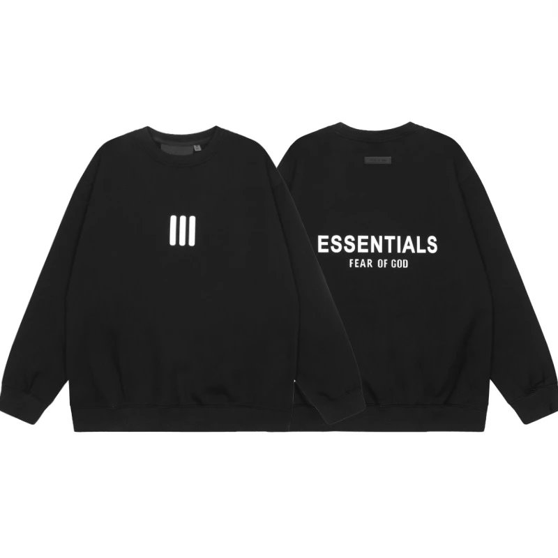 Fear of God Essentials Crewneck Sweater Flocked Logo Black