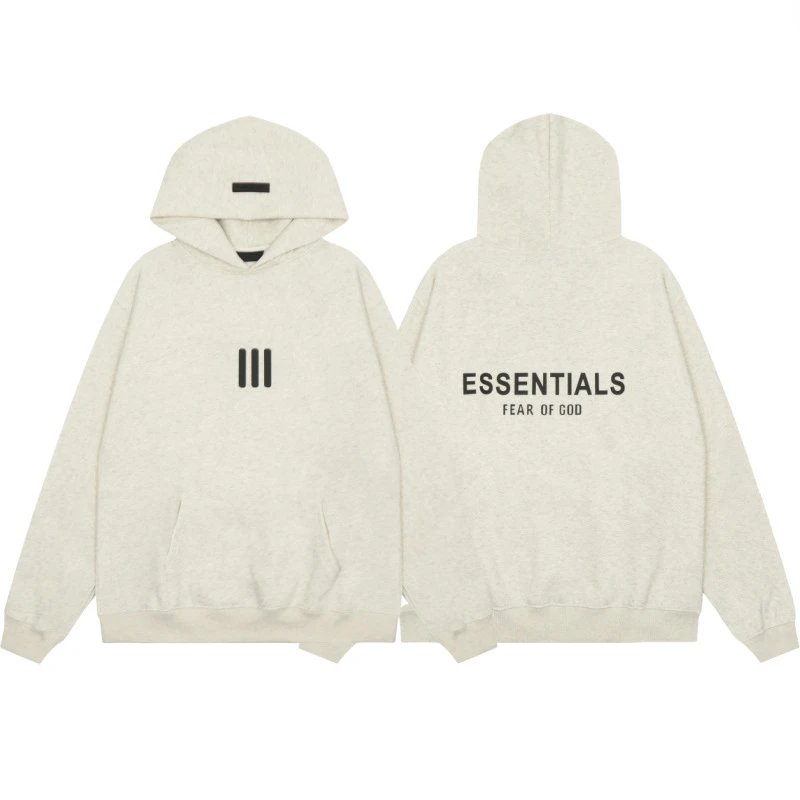 Fear of God Essentials Hoodie Flocked Logo Oatmeal