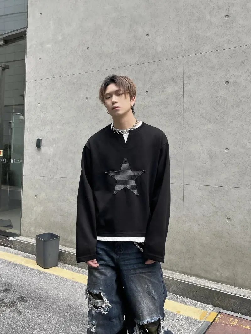 DARKFOG American Retro vintage Distressed Printed Loose Jacket Men's and Women's cleanfit Short Jacket-DARK FOG-XW
