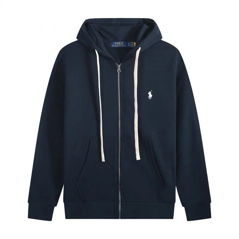 White drawstring zip-up royal blue white logo