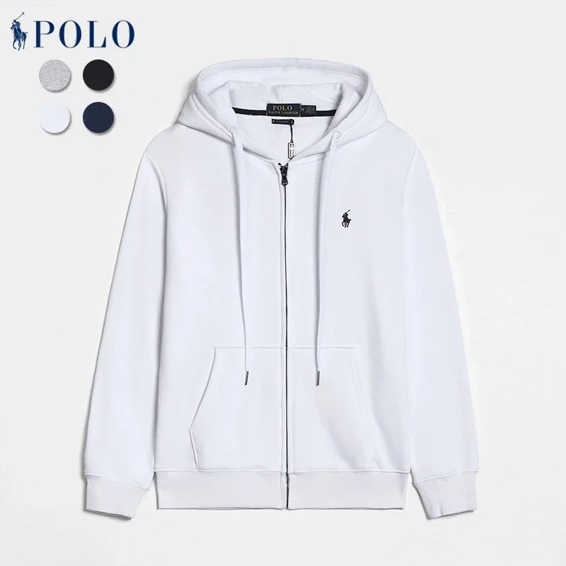 Zip-up style white black logo