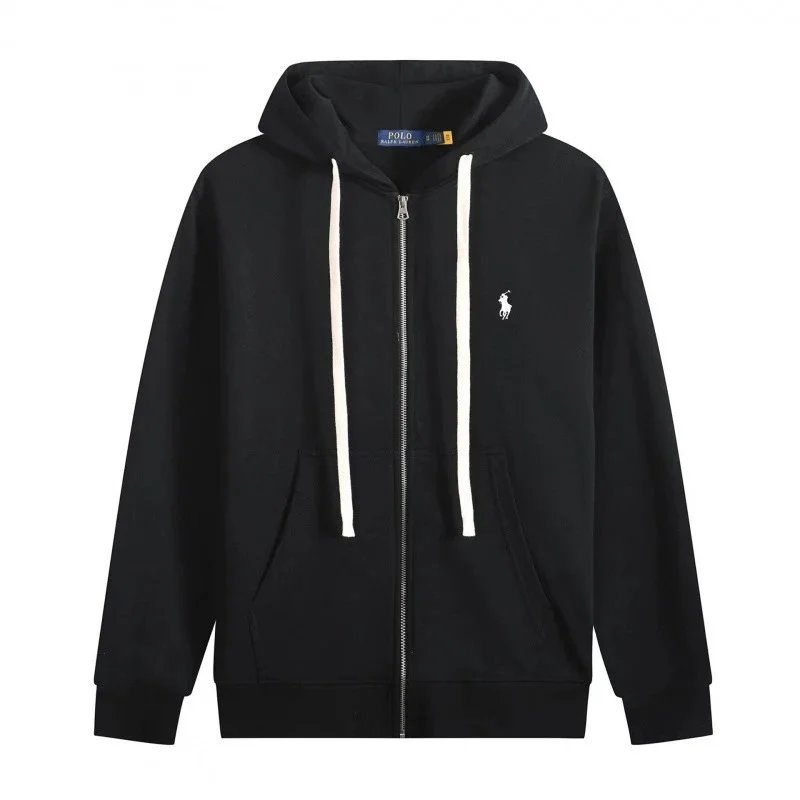 White drawstring zip-up black white logo