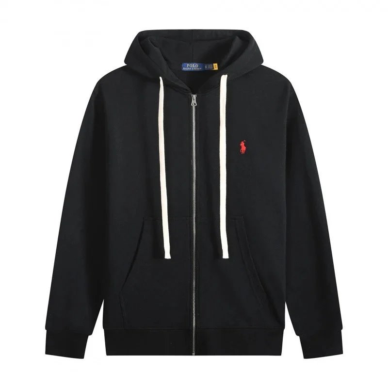 White drawstring zip-up black red logo
