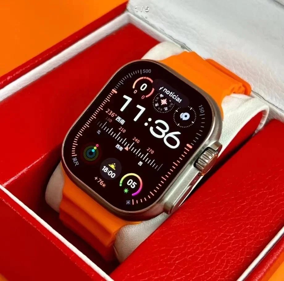 Apple Watch Ultra with Orange Ocean Band