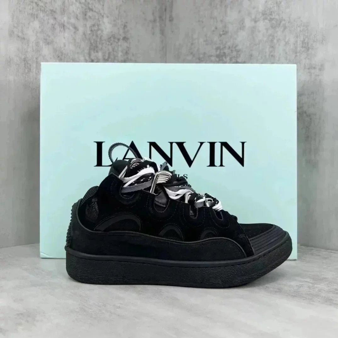 Lanvin Curb Leather and Suede Sneakers product photo 3