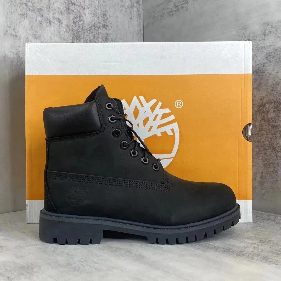 Timberland Black Leather Lace-Up Boots