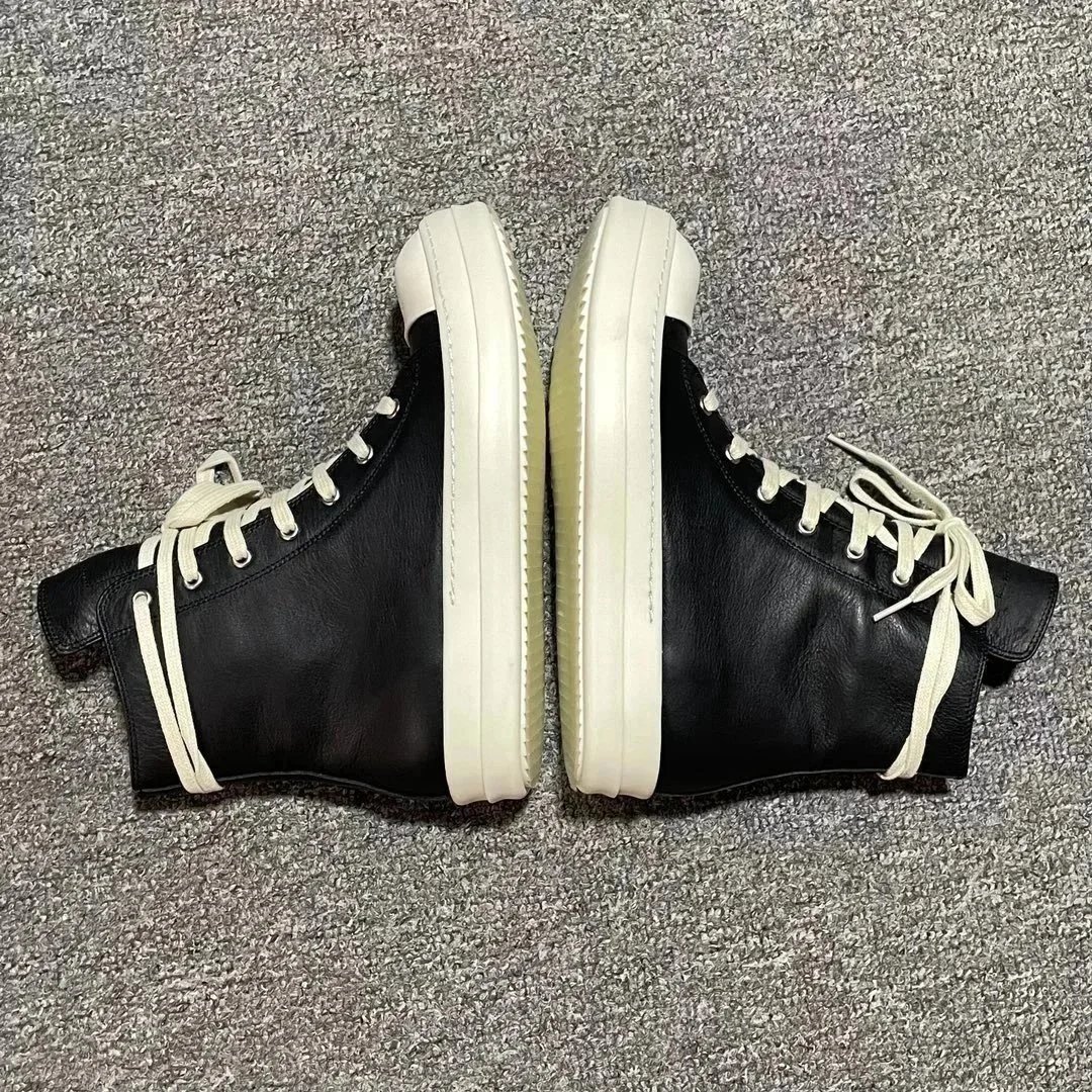 Rick Owens Geobasket Black White High Top Sneakers