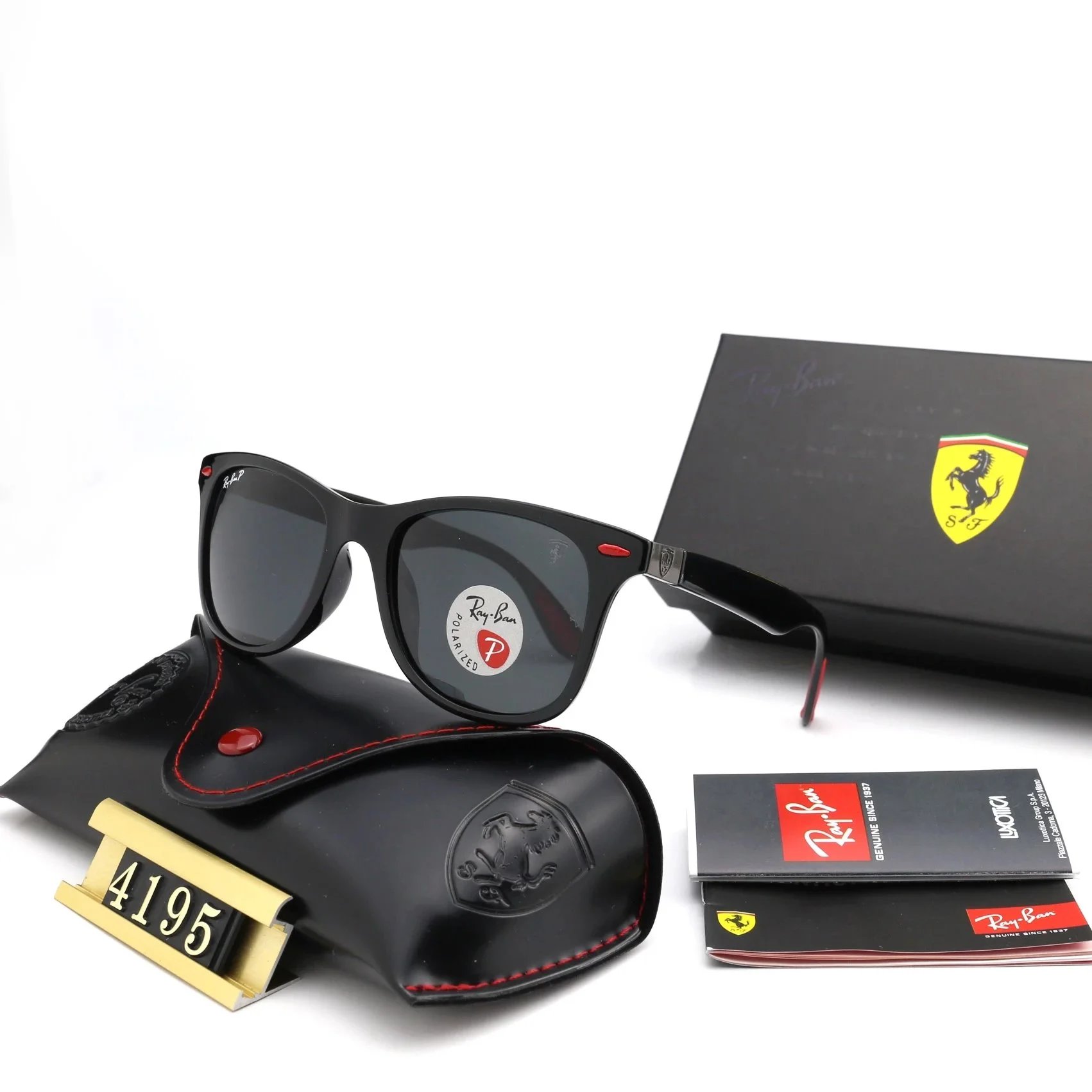 Ray-Ban Polarized Sunglasses with Ferrari Case and Box