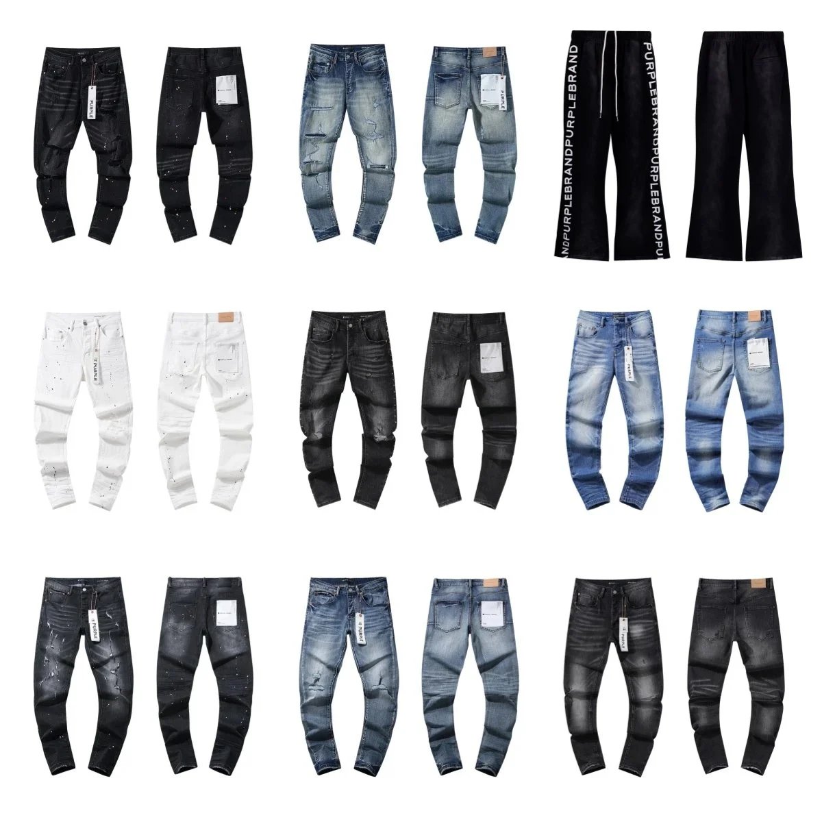 Purple Brand Collection of Distressed and Washed Denim Jeans