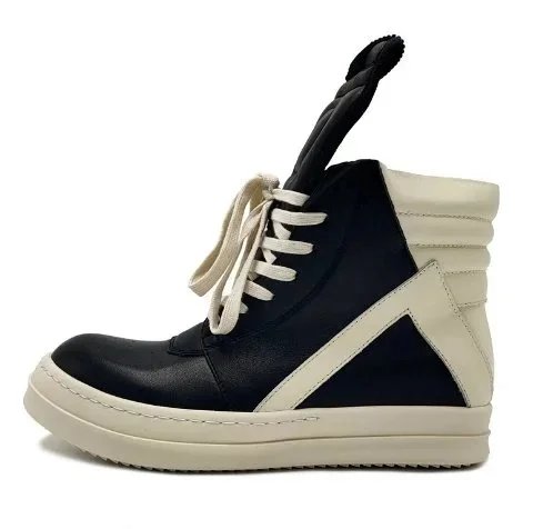 Rick Owens Geobasket Black White High Top Sneakers