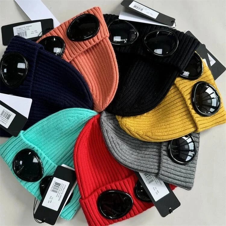 C.P. Company Ribbed Beanie with Goggle Detail