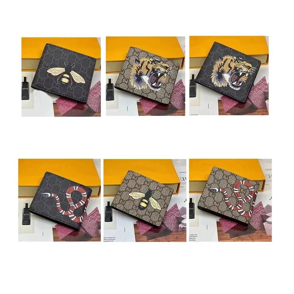 Gucci Bi-fold wallet with animal embroidery and GG monogram pattern