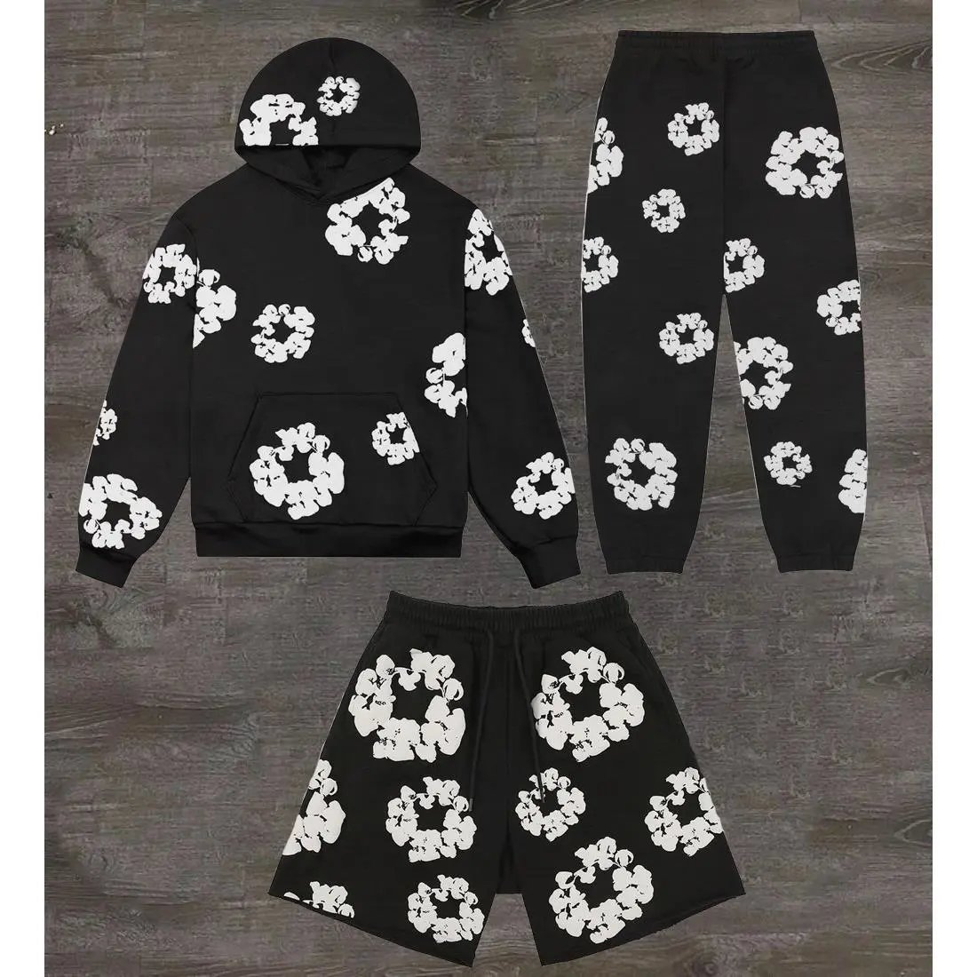 短裤＋卫衣＋长裤（黑色）