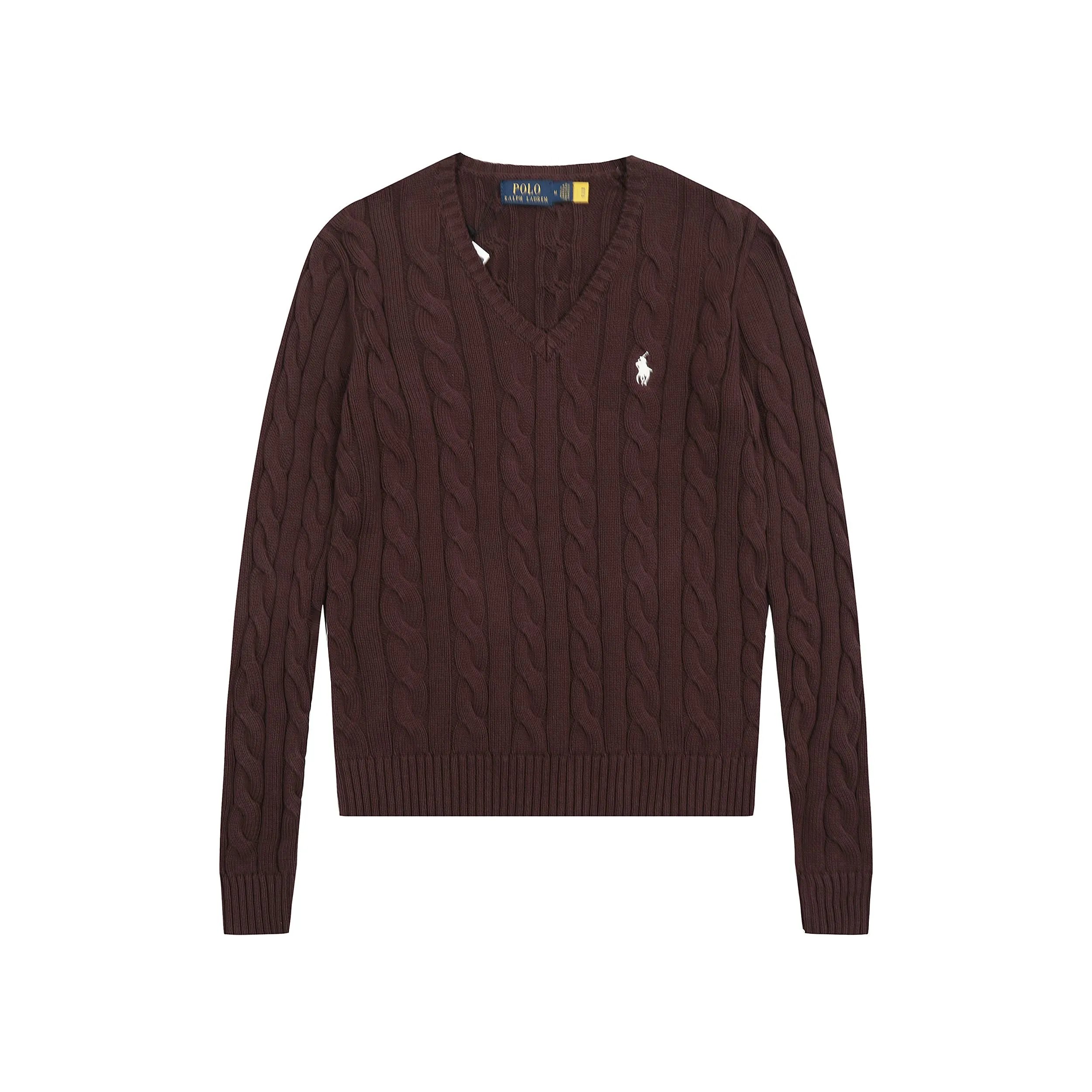 小马V领毛衣-咖色