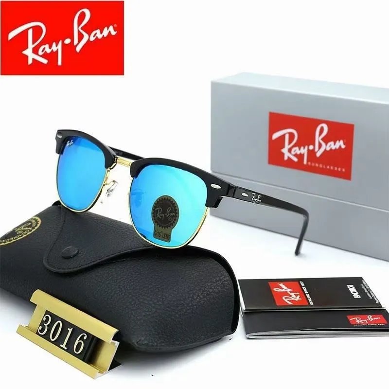Ray-Ban Sunglasses — 3016 gold-black frame, ice-blue, with a delivery box colorway — USFans Spreadsheet photo
