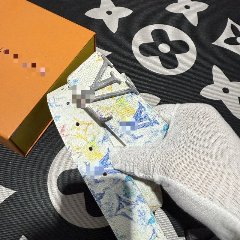 Cheap Budget LV Belt — White graffiti silver buckle [no gift box】 colorway — USFans Spreadsheet photo