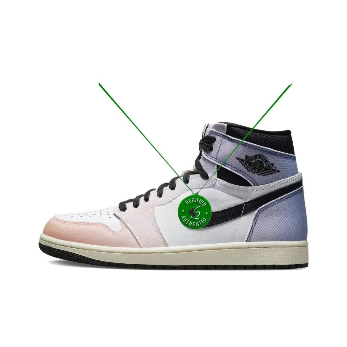 Off-White AJ1 University Blue — White-to-purple gradient color colorway — USFans Spreadsheet photo