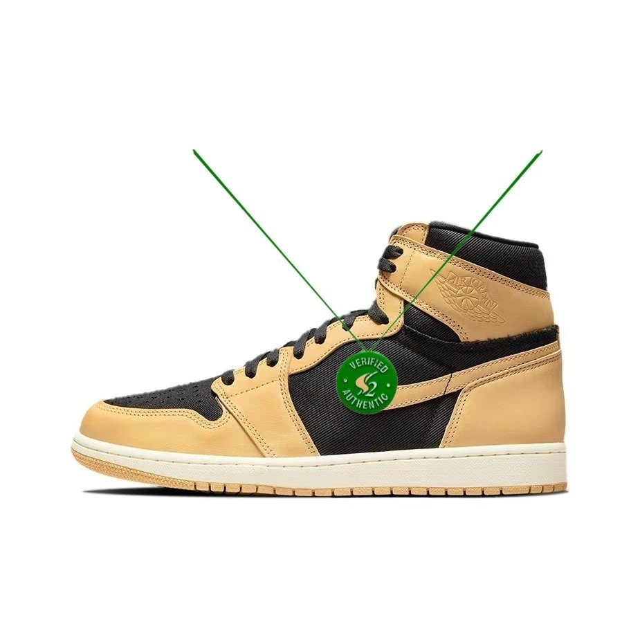 Off-White AJ1 University Blue — Wheat Yellow colorway — USFans Spreadsheet photo