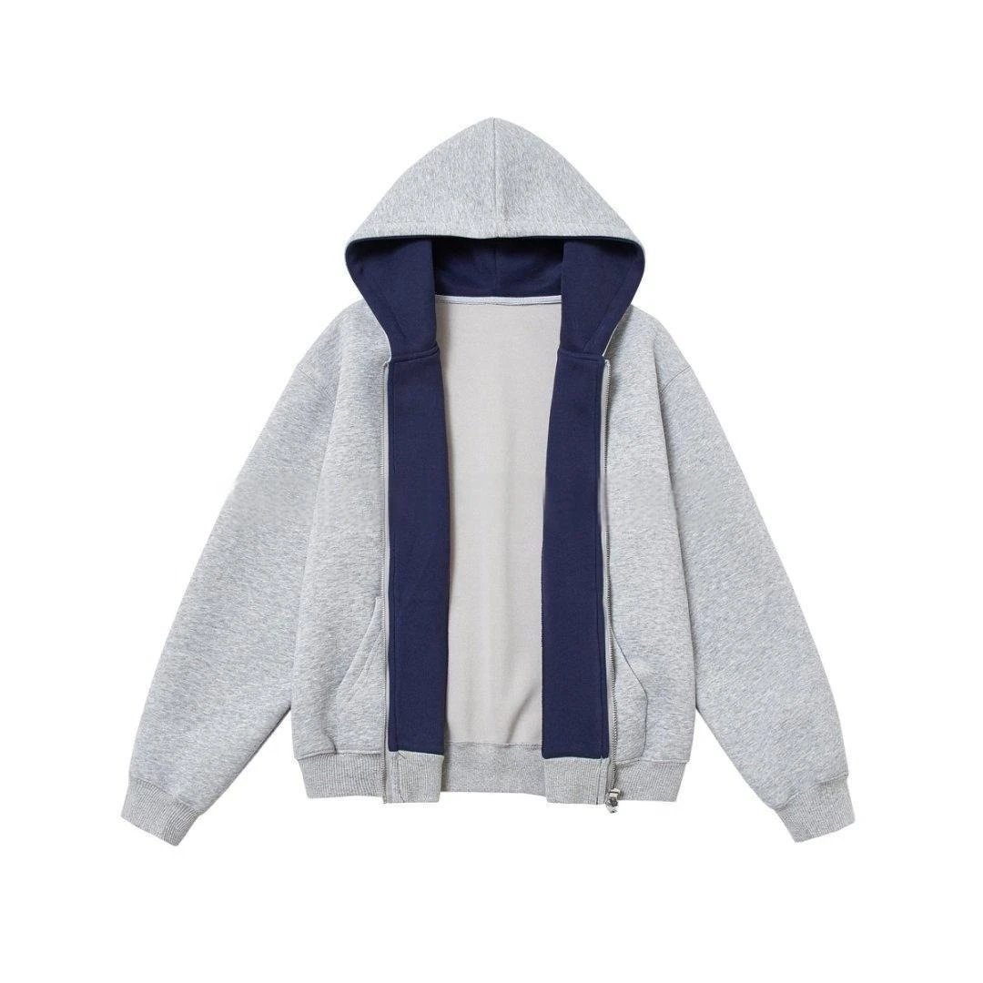 DerSchutze Zip Hoodie — Light gray spell navy blue [plus velvet thickening】 colorway — USFans Spreadsheet photo