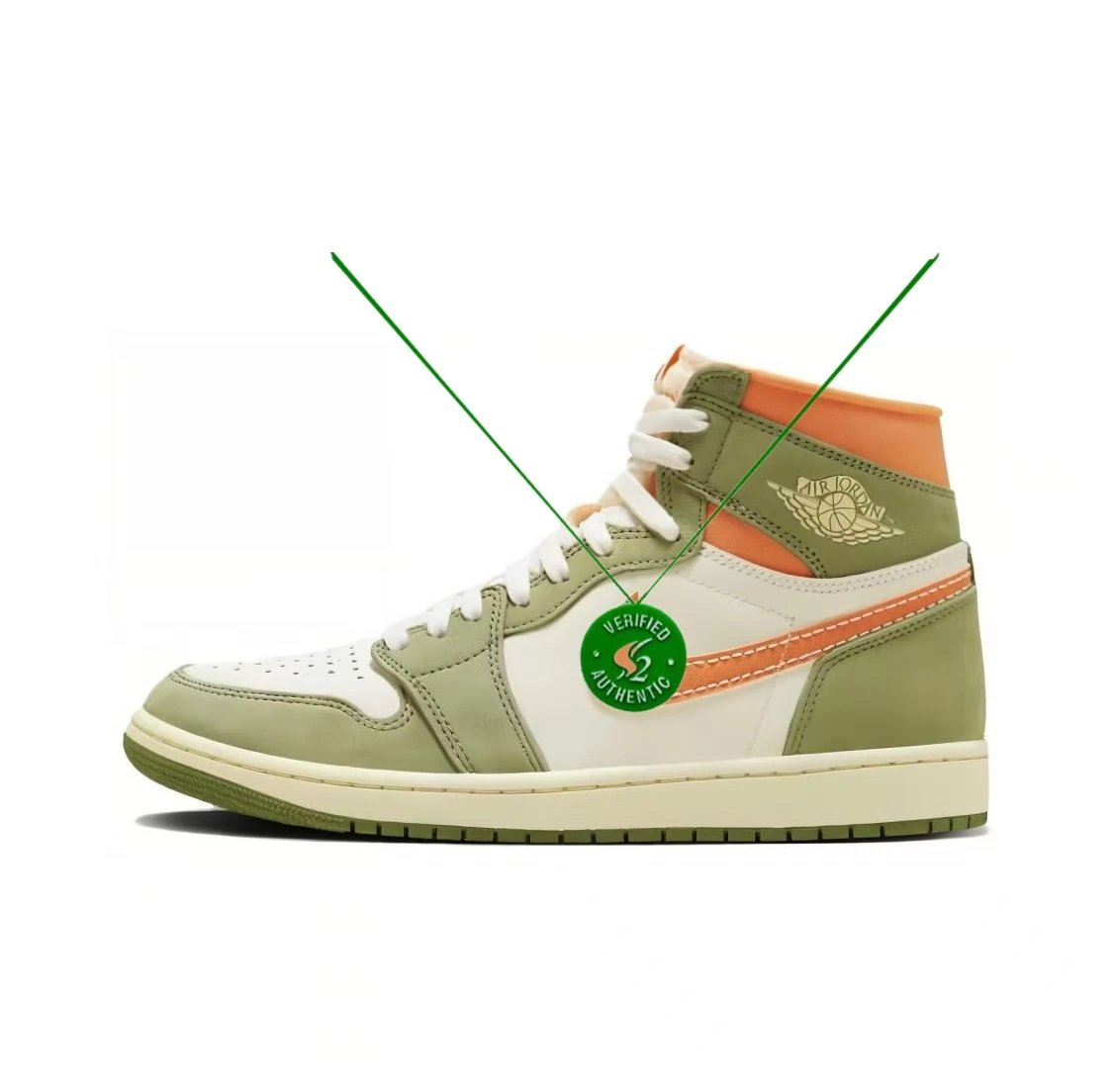 Off-White AJ1 University Blue — Rice green colorway — USFans Spreadsheet photo