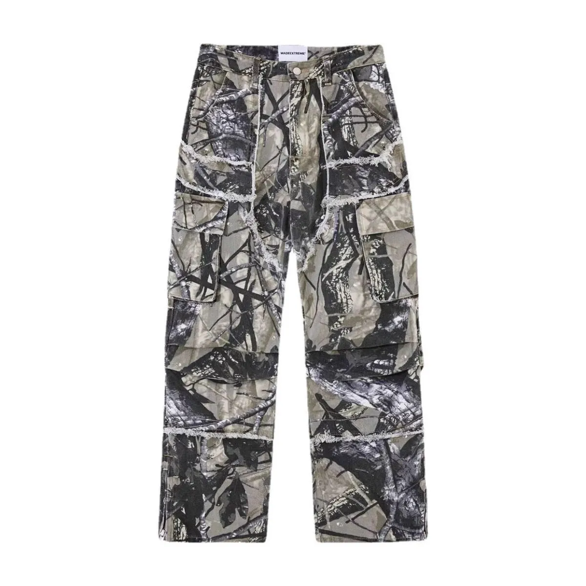 Twig Camouflage Raw-Hem Cargo Pants