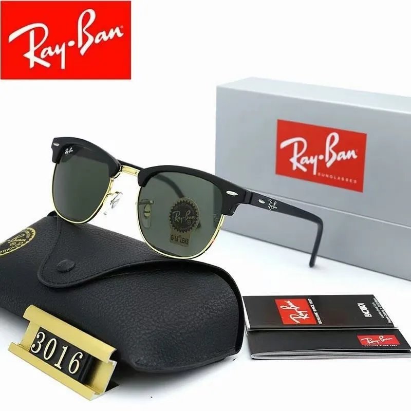 Ray-Ban Sunglasses — 3016 gold-black frame, gray lenses, with a delivery box colorway — USFans Spreadsheet photo