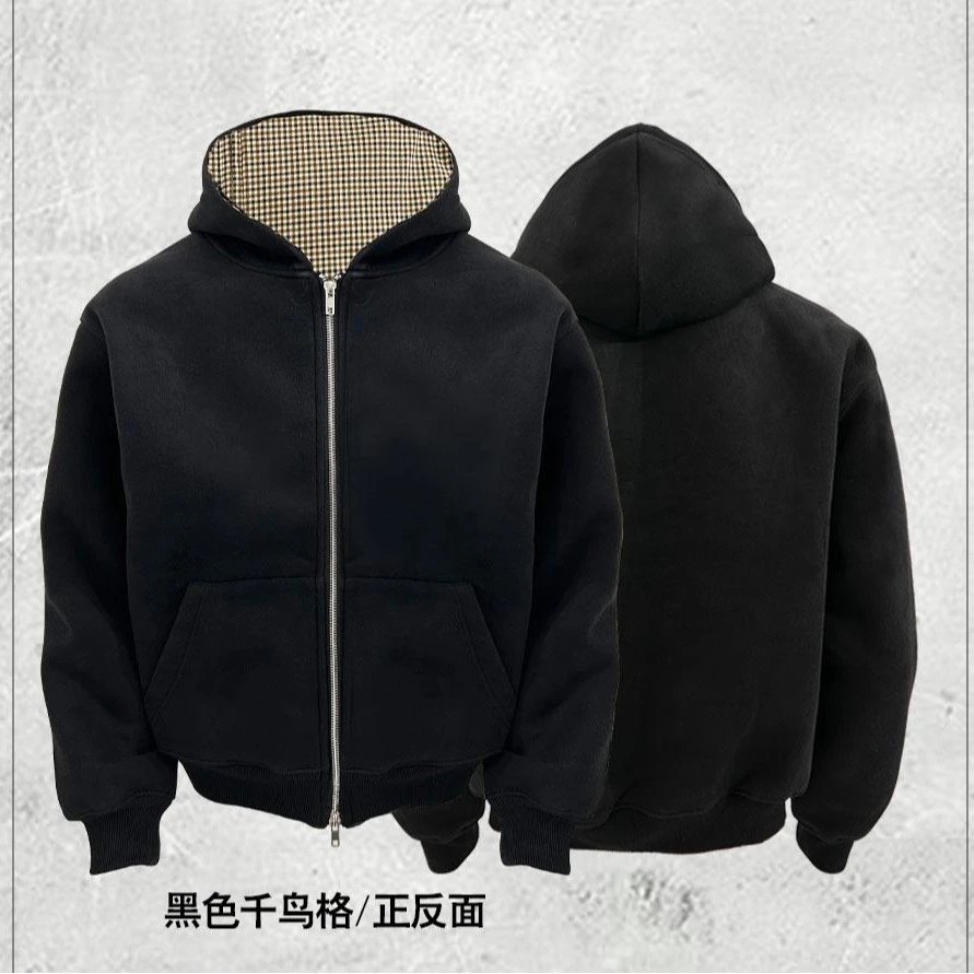 DerSchutze Zip Hoodie — Black spell houndstooth [plus velvet thickening】 colorway — USFans Spreadsheet photo