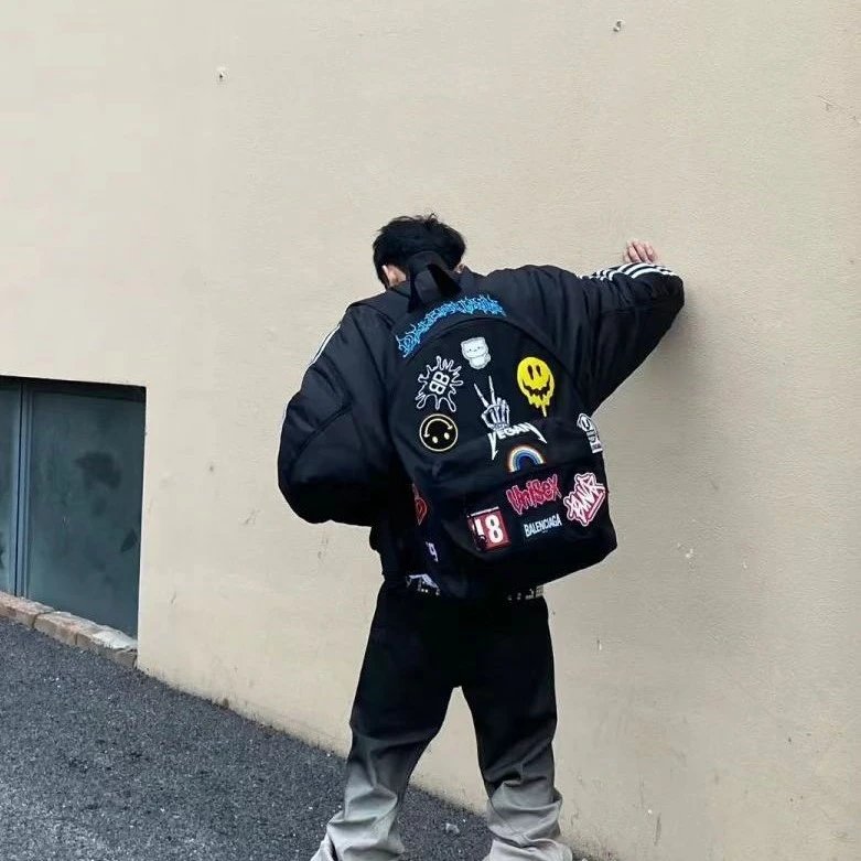 22SSExplorer外星人logo刺绣涂鸦贴画双肩包背包 4