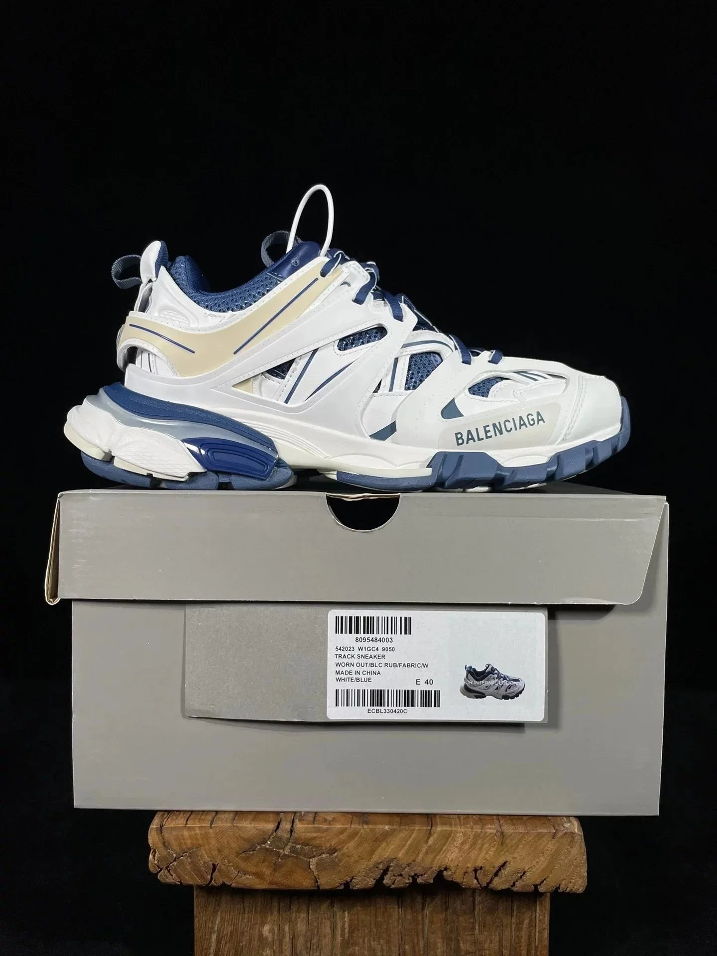 Balenciaga Track Sneakers — Three generations of white dark blue 49050 colorway — USFans Spreadsheet photo
