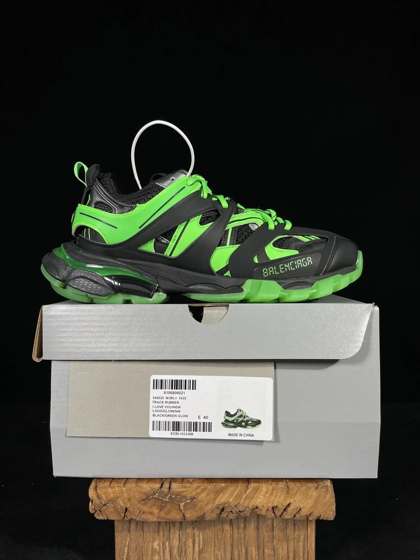 Balenciaga Track Sneakers — Three generations of black luminous green 11035 colorway — USFans Spreadsheet photo