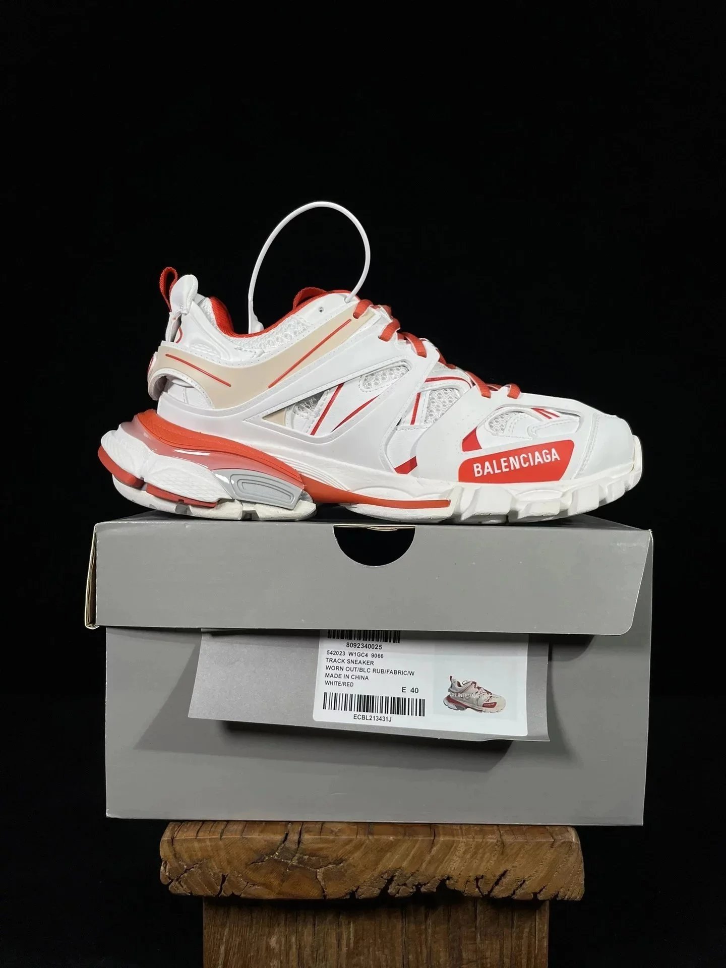 Balenciaga Track Sneakers — three generations of white and red 49066 colorway — USFans Spreadsheet photo