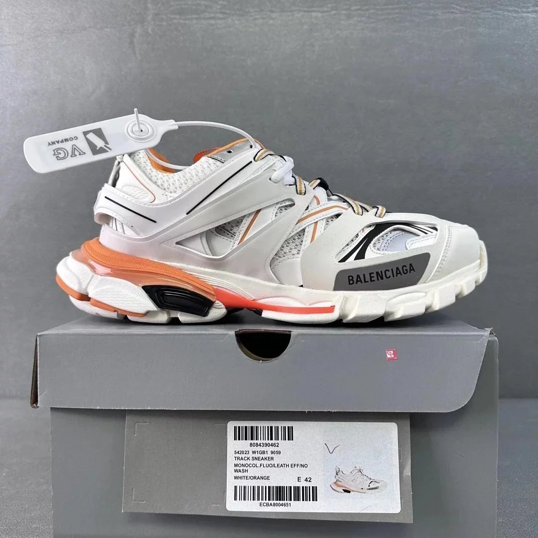 Balenciaga Track Sneakers — Three generations of white orange 19059 colorway — USFans Spreadsheet photo