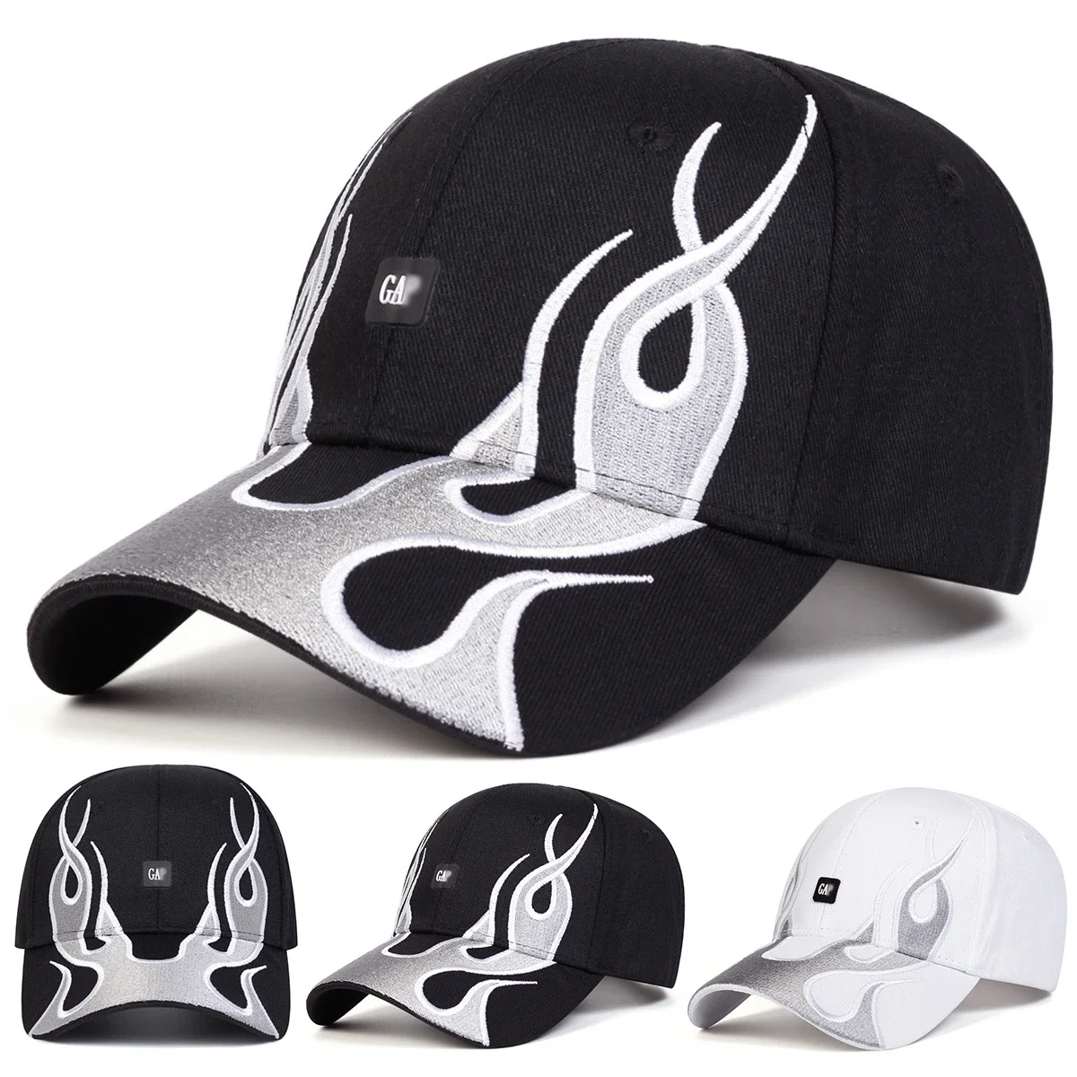 Flame-Embroidered Baseball Cap