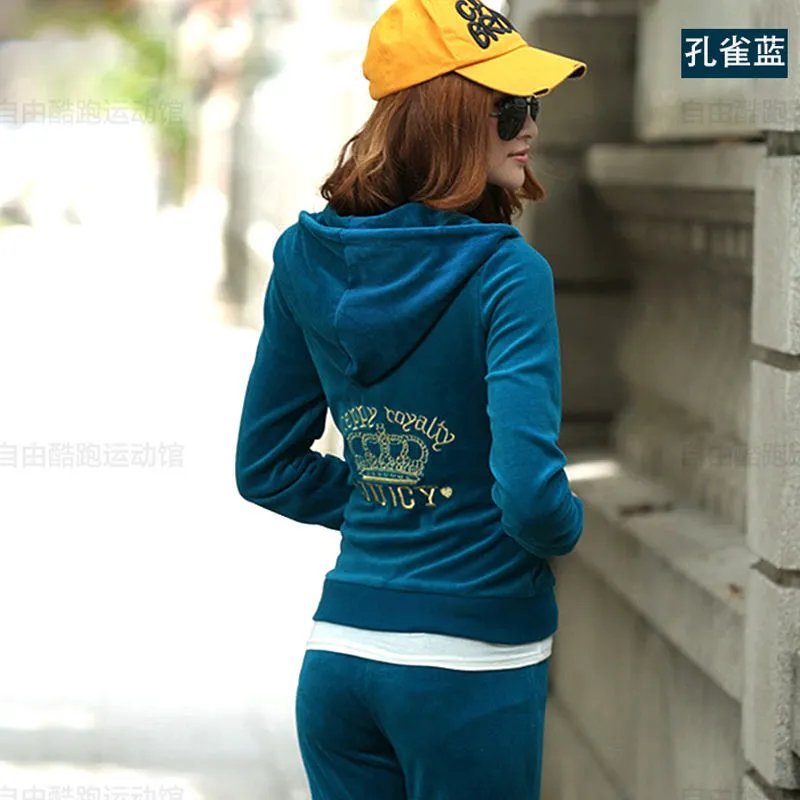 金丝休闲天鹅绒运动套装绣花韩版瑜伽服时尚两件套雪尼尔 5