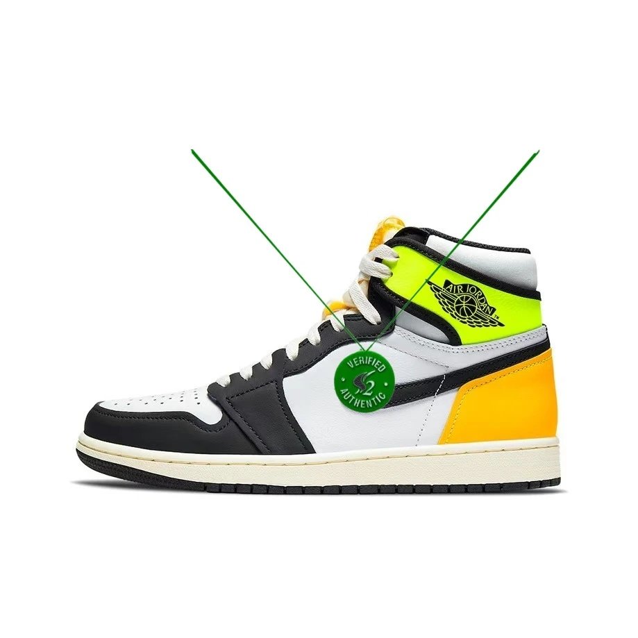 Off-White AJ1 University Blue — Black and orange feet colorway — USFans Spreadsheet photo