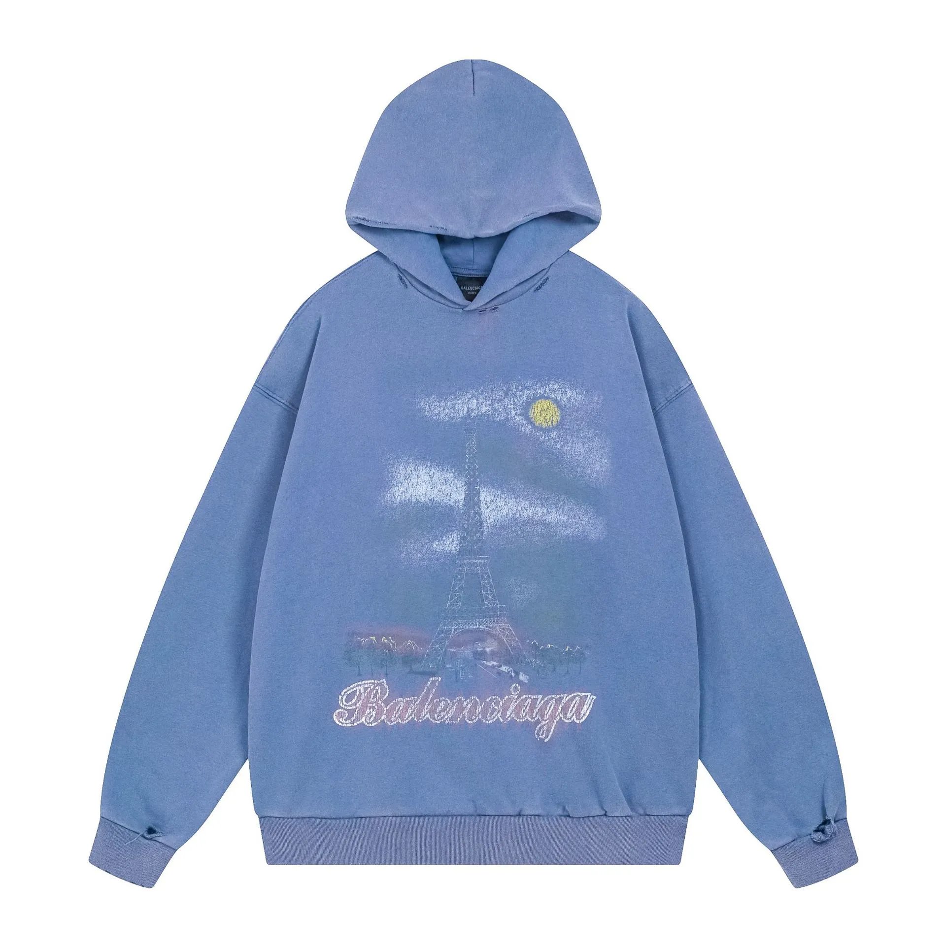 Balenciaga Paris Moon Faded Hoodie — Washed blue colorway — USFans Spreadsheet photo