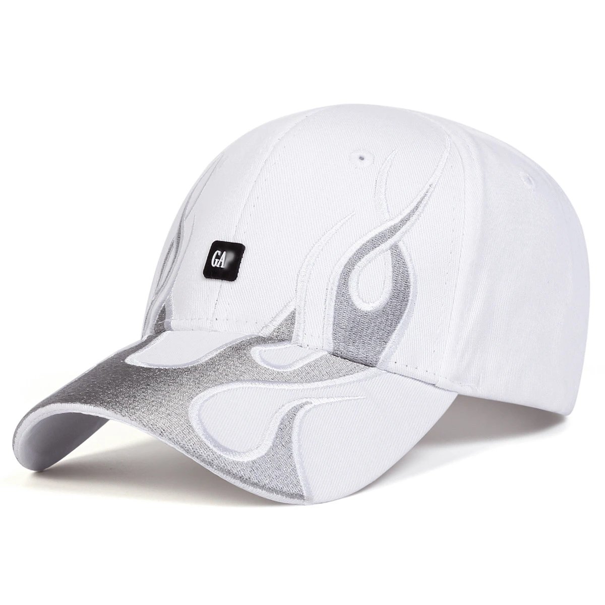 GM Flame Embroidered Curved Brim Baseball Cap - rep czapki