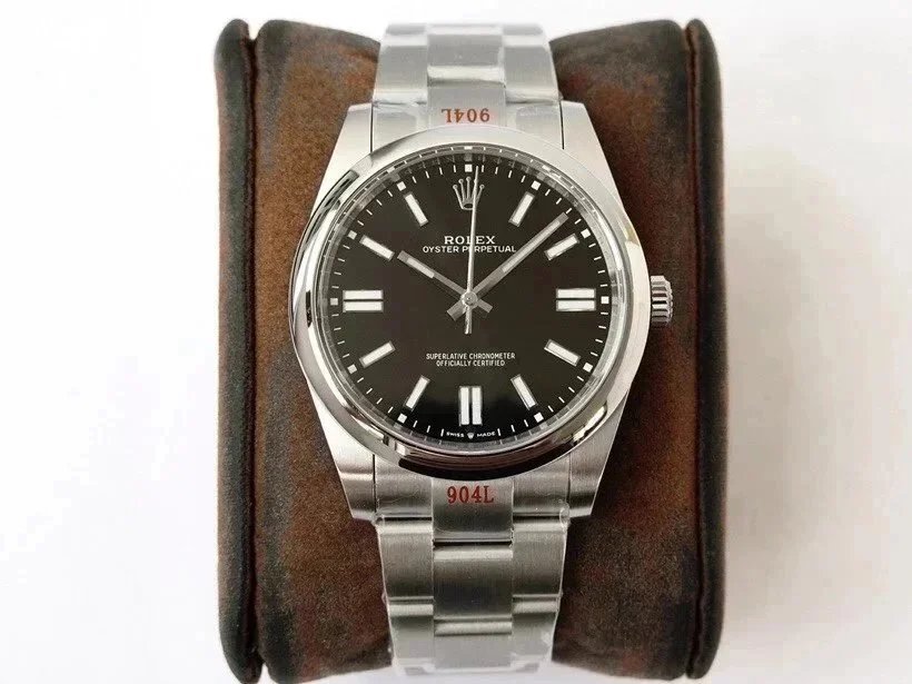 Rolex Rolex Oyster Perpetual Watch with Black Dial Black